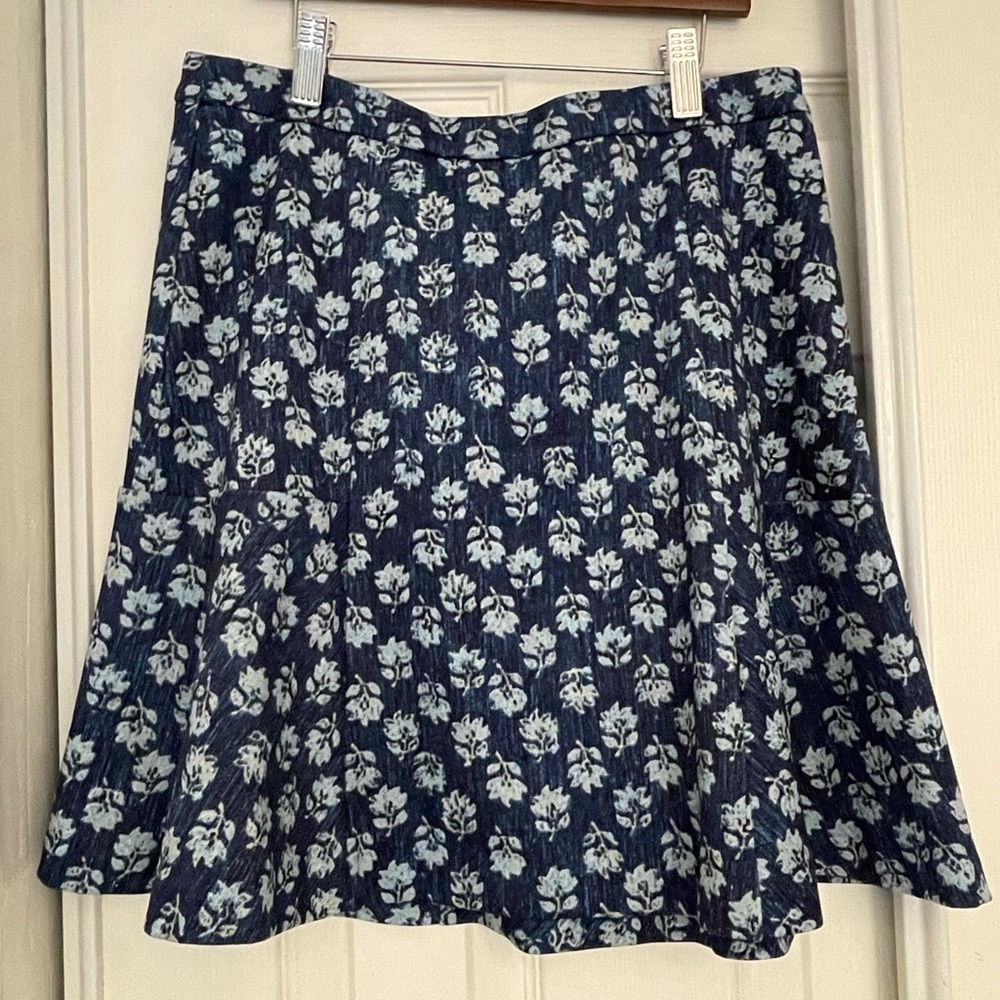 Michael Kors High Waisted Blue Floral Peplum Skirt